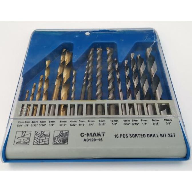 MATA BOR BESI KAYU BETON TEMBOK SET 16 PCS CMART TAIWAN TERBARU