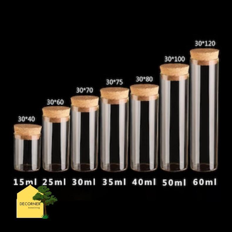 BIG SALE Botol Kaca Mini DIY Dekorasi Tutup Kayu Estetik Untuk Bumbu dan Hiasan