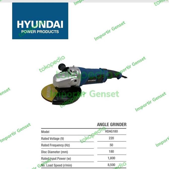 Gerinda Tangan Hyundai Hdag180/ Angle Grinder Hyundai