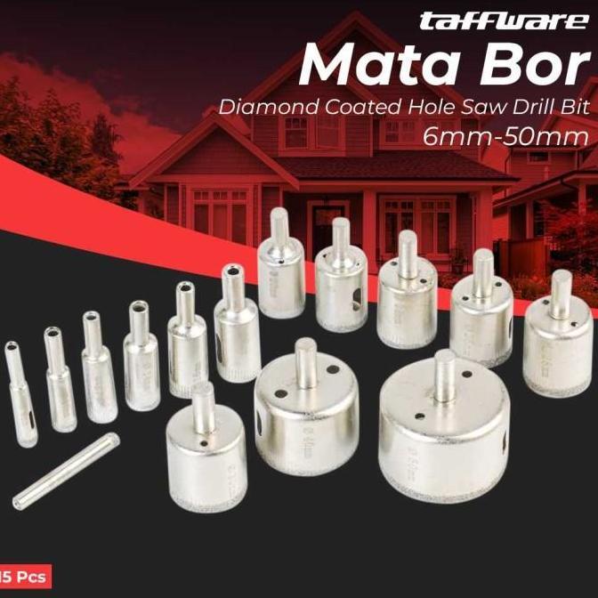 DIAMOND HOLE SAW SET 15PCS MATA BOR KACA KERAMIK MARMER GRANIT TERBAIK
