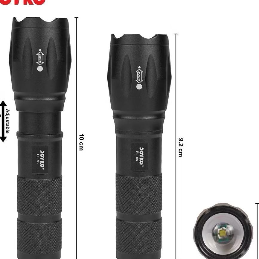 Senter Led Joyko Fl-88 Rechargeable / Flashlight Mini Isi Ulang Usb 3 Mode Cahaya