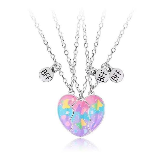 Set Kalung Persahabatan 3 Orang Magnet Hadiah Perhiasan Teman Terbaik