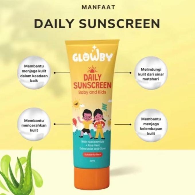 Sunscreen Anak Glowby SPF 50 | Physical Sunscreen | Waterproof Sunscreen | Halal | Sunscreen Bayi [T