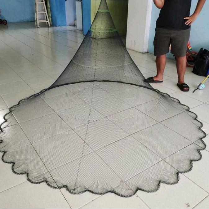 JALA LEMPAR 2 METER BAHAN NILON/ BENANG,  JALA IKAN ,  JALA LEMPAR,  JALA SUNGAI LUBANG JARI KELINGK