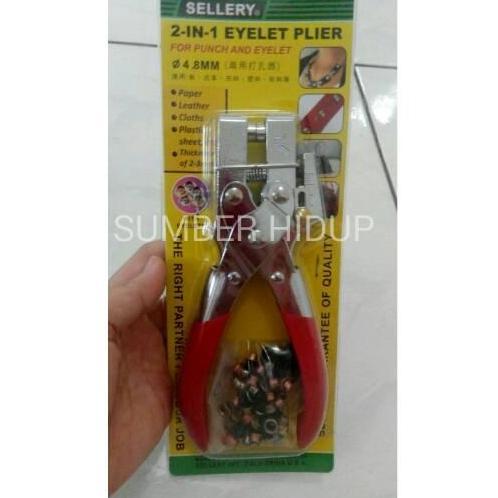 Tang Mata Ayam 2in1 Eyelet Plier Punch Pembolong Kertas Kulit Gesper