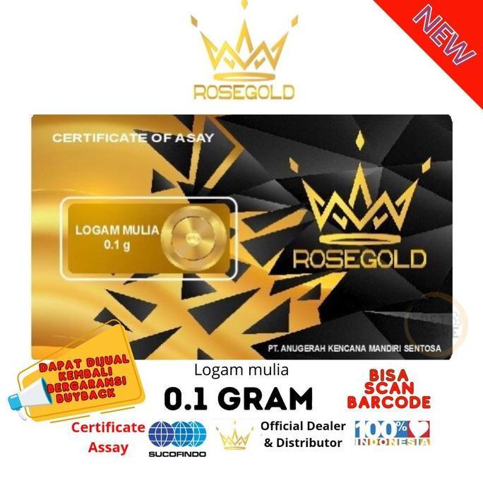 Giftyou- Emas Mini Rose Gold 0.1 Gram, Emas Mini Bersertifikat Sucofindo Yg Menjamin Kean Emas