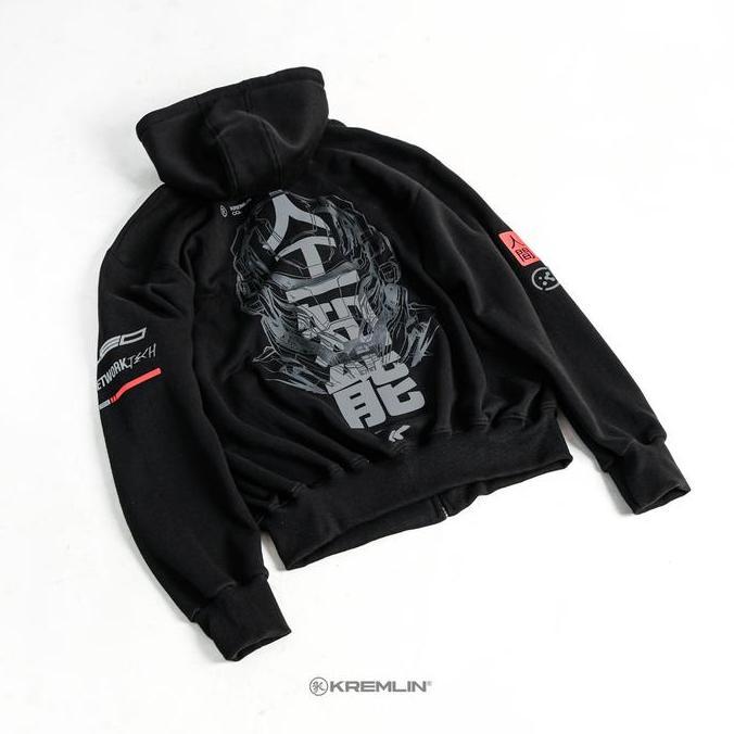 KREMLIN Zipper Hoodie Black Cybertech - NEO HOODIE
