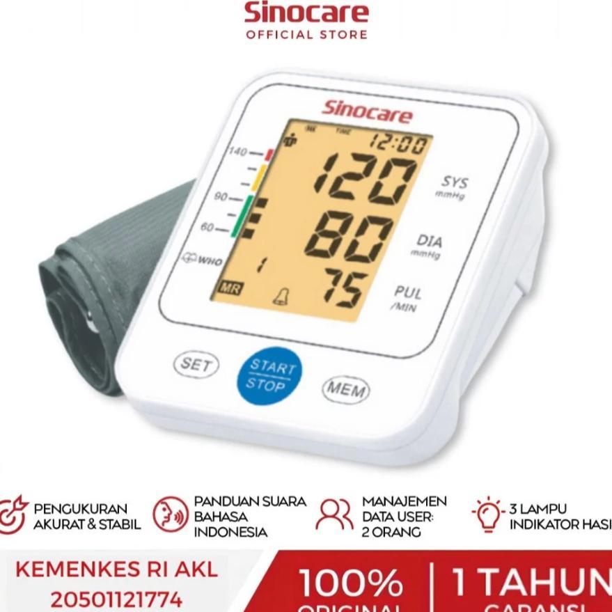 Alat Tensi Darah Digital Otomatis Sinocare Bsx-516 (Bahasa) Tensi Digital Alat Cek Tensi Darah