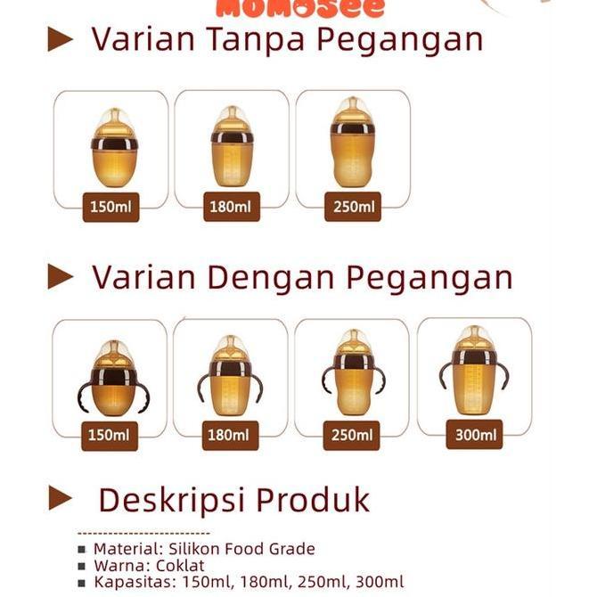 Momosee Dot Botol Susu Bayi Silikon / Silicone Baby Bottle Piko Bello (WIDENECK) 150ML/180ML/250ML/3