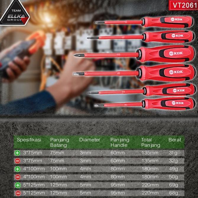 Set- Obeng Listrik Lengkap Satu Set 6 Pcs Merk Kdk