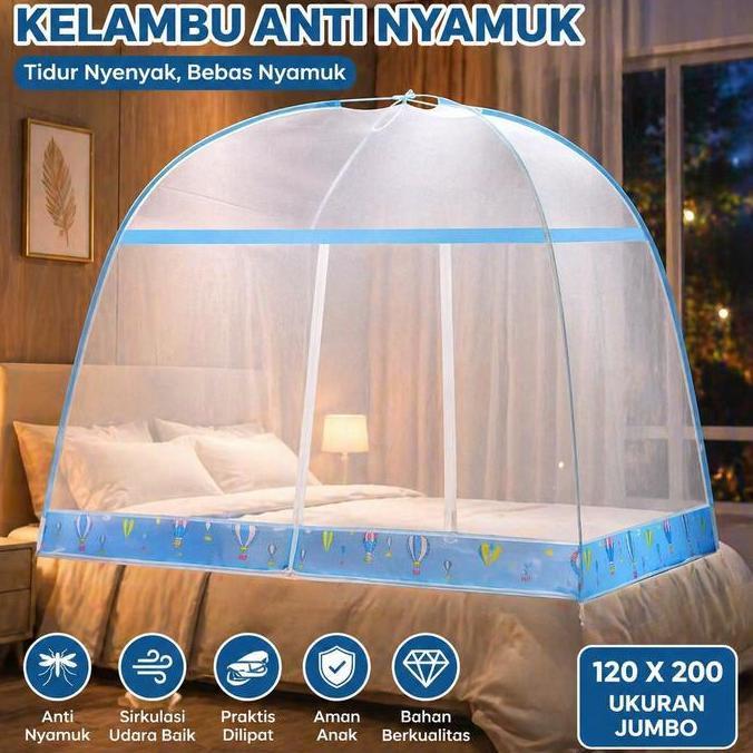 kelambu nyamuk lipat jaring anti nyamuk kasur tidur 120 x 200 cm