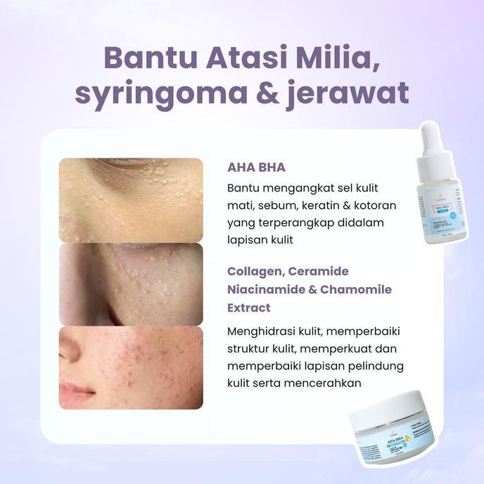 Faceid- New- Combo Leika Skincare Paket 2 In 1 Aha Bha Serum Aha Bha Nht Cream Bpom Khusus Milia Syr