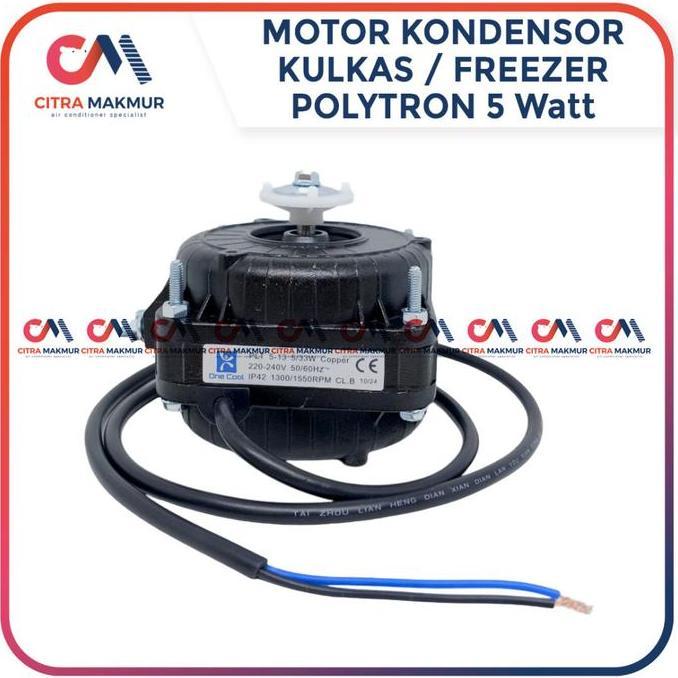 MOTOR KONDENSOR SHOWCASE 5 WATT 5W POLYTRON HITAM CONDENSER FREEZER KULKAS DINAMO KIPAS ORIGINAL CMO