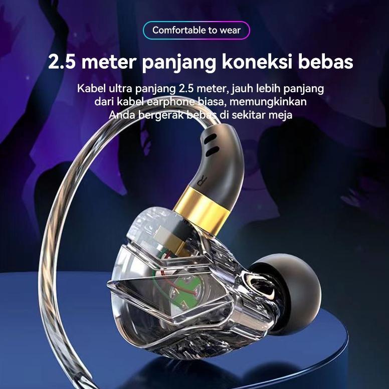 PAKET HEMAT (HOT)BASIKE Headset Gaming Kabel USB Music Bass Earphone In Ear Mic Noise Reduction HD H