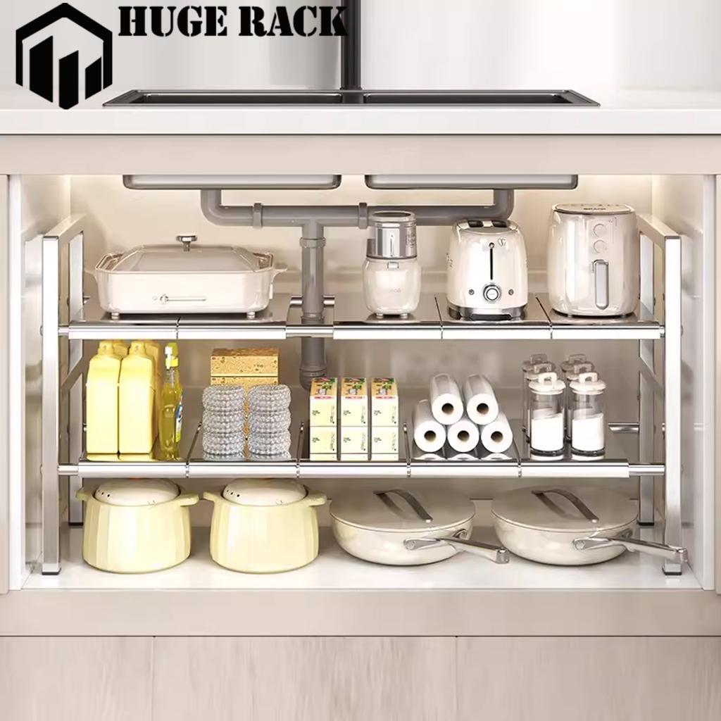 Rak Kolong Dapur Stainless Steel Rak Panci Rak Panci Bawah Wastafel Rak Bawah Wastafel Rak Bawah Dap