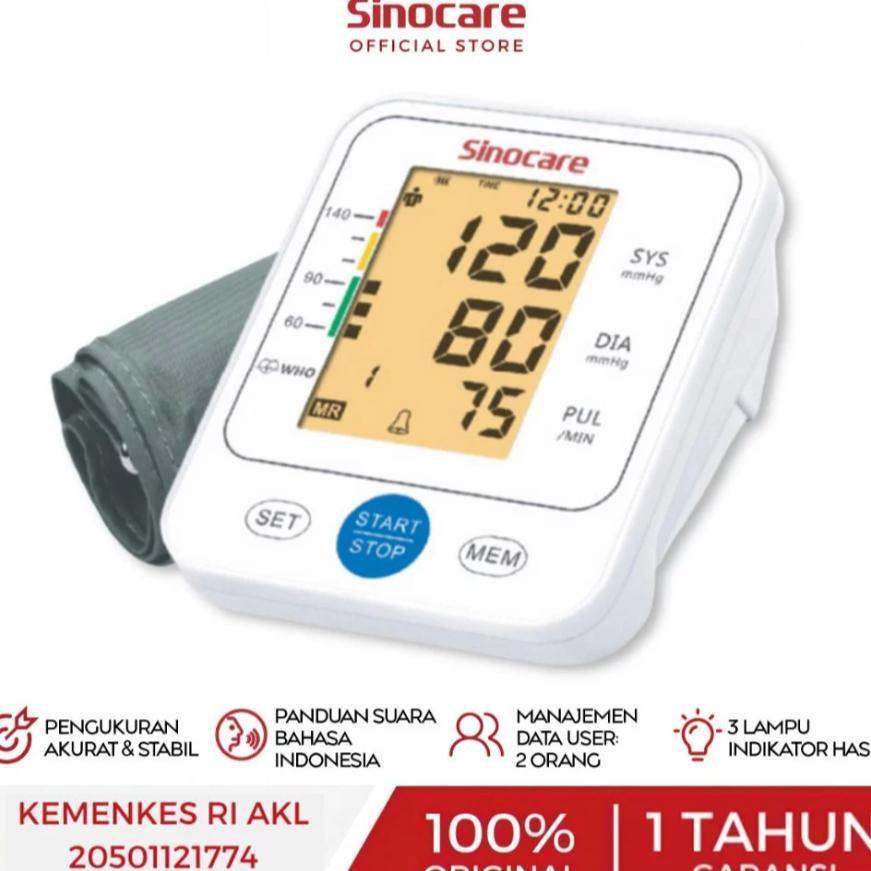 Alat Tensi Darah Digital Otomatis Sinocare Bsx-516 (Bahasa) Tensi Digital Alat Cek Tensi Darah