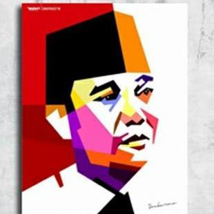 POSTER HIASAN DINDING BUNG KARNO ART WPAP FB27