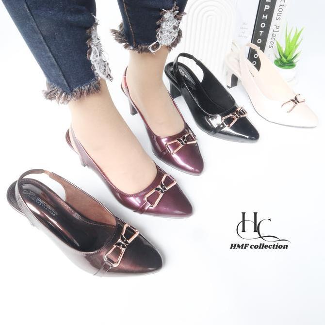 DF290 - HMF Huytrin Sepatu Heels Wanita Glossy 5 cm AJ16
