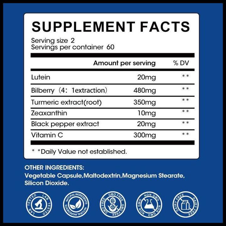 Mulittea Eye Vitamin Capsules Vitamin Mata Dengan Lutein, Zeaxanthin, Bilberry Terlaris