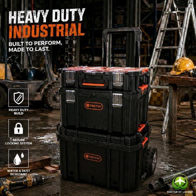 Terlaris Tactix Krisbow Set Kotak Perkakas Plastik Modular Dengan Roda Modular Tool Box Rolling