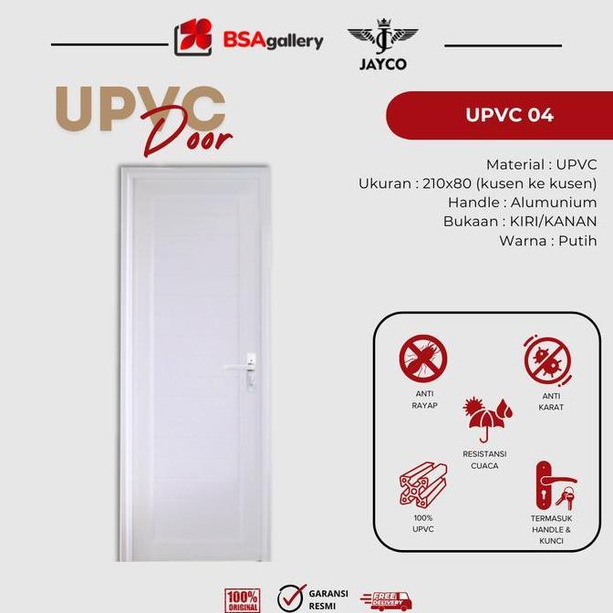 Terlaris Pintu Kamar Tidur U- Pvc 80X210 + Kusen + Handle / Pintu Upvc Komplit
