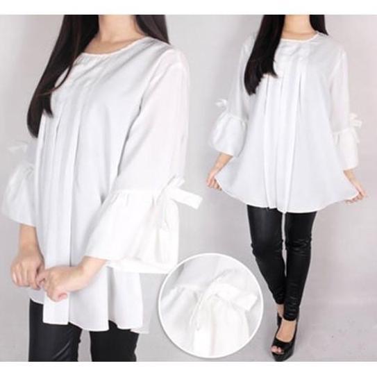 HEMAT LUAR BIASA BLOUSE WANITA ATASAN JUMBO OVER BIG SIZE PUTIH WHITE BINX XXL XXXL BAJU HAMIL KEKIN