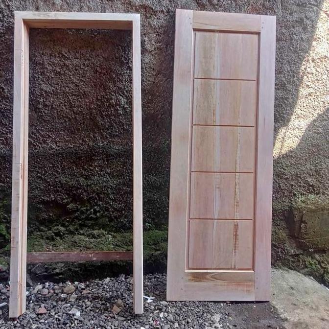 Terlaris Pintu+Kusen Kayu Mahoni Satu Set 80X200