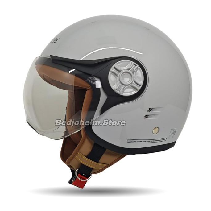 Helm Wanita Hijab YRH Dewasa SNI Busa Coklat Retro Classic
