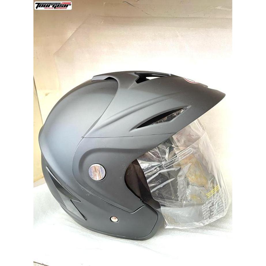 HELM MOTOR SNI DEWASA WANITA / PRIA POLOS HALF FACE HELM JP5 JP 5 POLOS WARNA HITAM DOFT