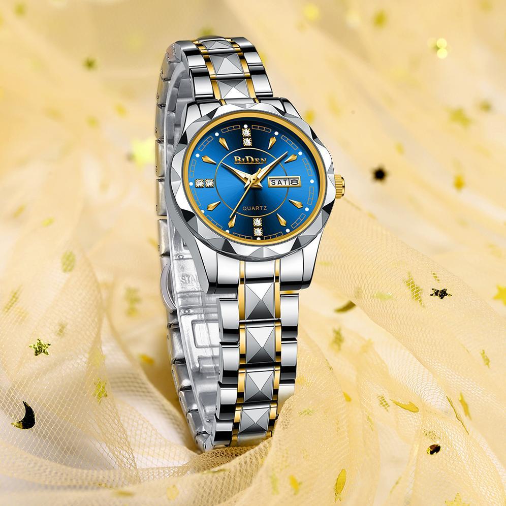 Promo Biden Jam Tangan Wanita Anti Air Original S001 Stainless Steel Kalender Kuarsa Jam Tangan Cewe