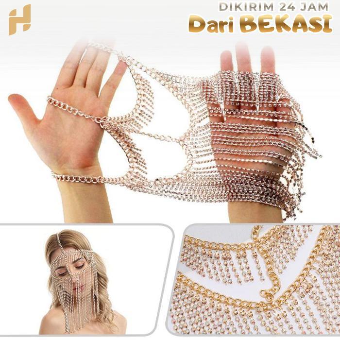 Cadar Rantai Aksesoris Mahkota Cleopatra Emas Cadar Rantai Arabian Aksesoris Cleopatra