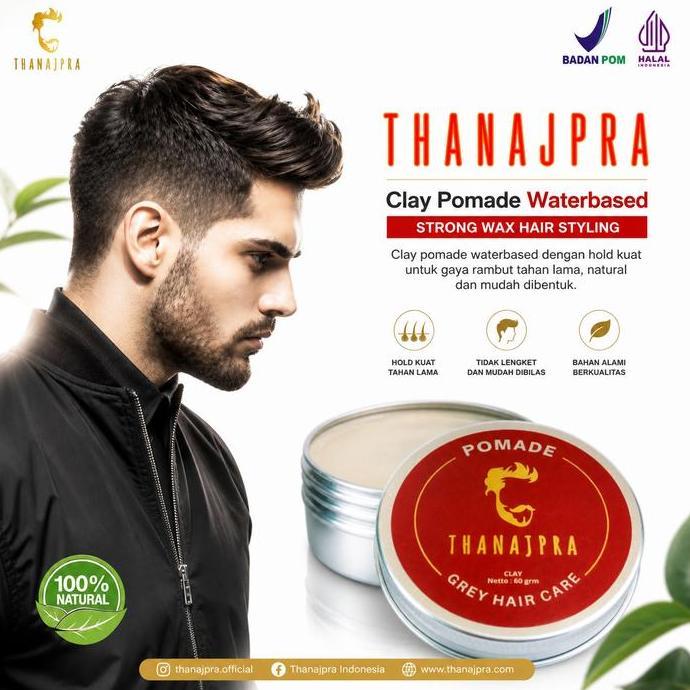 Thanajpra Clay Pomade Cream Matte NAJPRA Styling Rambut Kering Terlihat Basah BPOM NA18241001578 Min