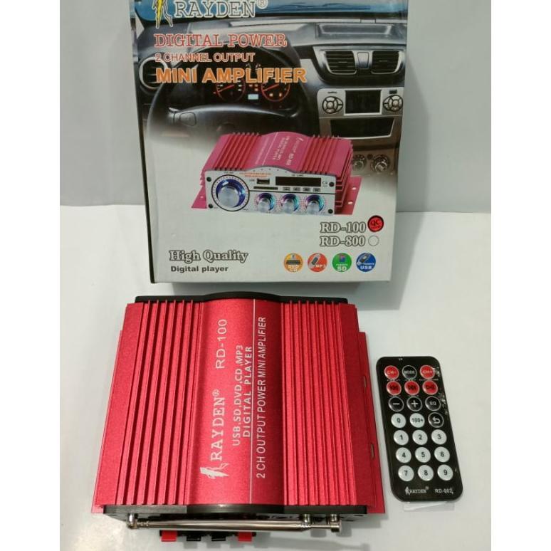 POWER AMPLIFIER RAYDEN RD 100 POWER MINI USB, SD CARD,MP3, RADIO WITH REMOTE CONTROL