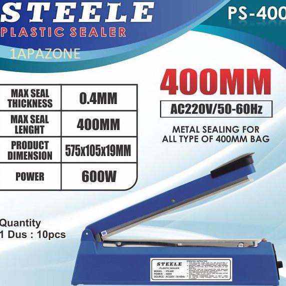 (Best) TTS STEELE Alat Pres Plastik 40cm PP/PE 220V AC 600W PFS-400 I Impulse Sealer Plastic 400mm 4