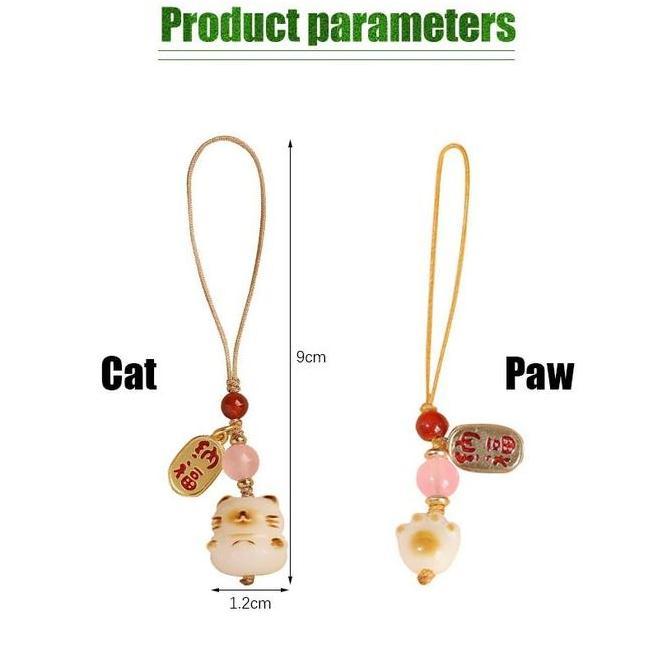 OCHACO Gantungan HP Kartun Kucing Hoki Kaki Kucing Aksesoris Handphone Lucu Gantungan Kunci Tas Mobi