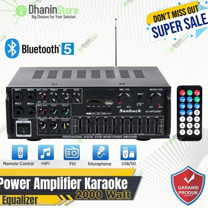 Power Amplifier Equalizer Bluetooth Karaoke Stereo Sunbuck 2000 Watt