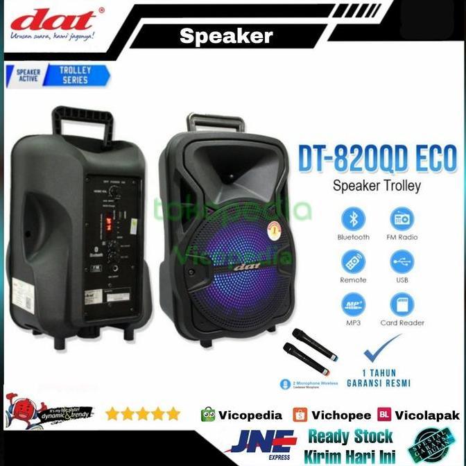 Speaker Bluetooth Trolley 2 Mic DAT DT 820QD DT 820 QD ECO 8" Karaoke