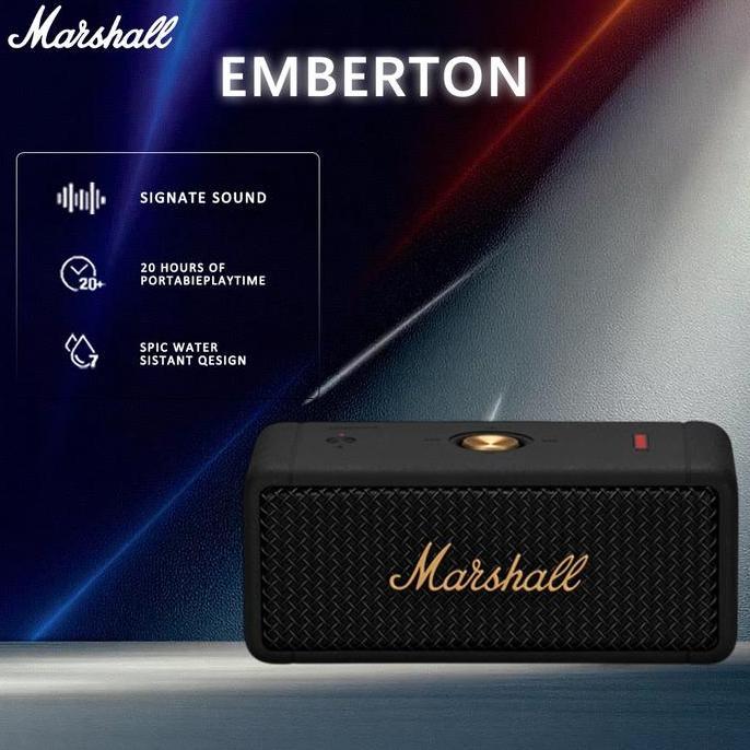 100%Ori Marshall Emberton Portable Nirkabel Bluetooth Speaker Big Audio And Punchy Bass IP67 Waterpr