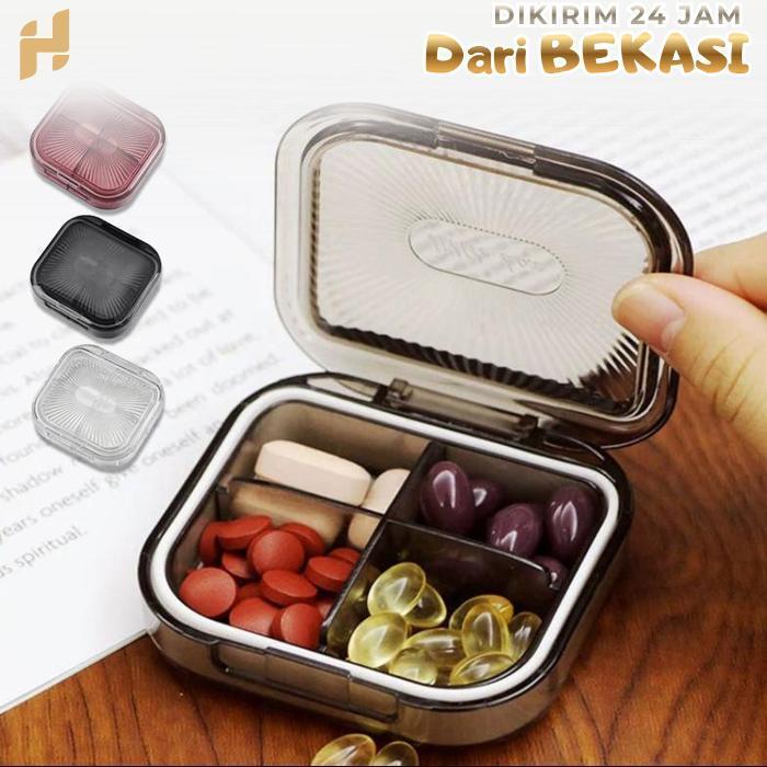 Pill Box Organizer 4 Sekat Wadah Obat Tempat Obat Mini 7 Hari Box Medicine Pill Box Mini