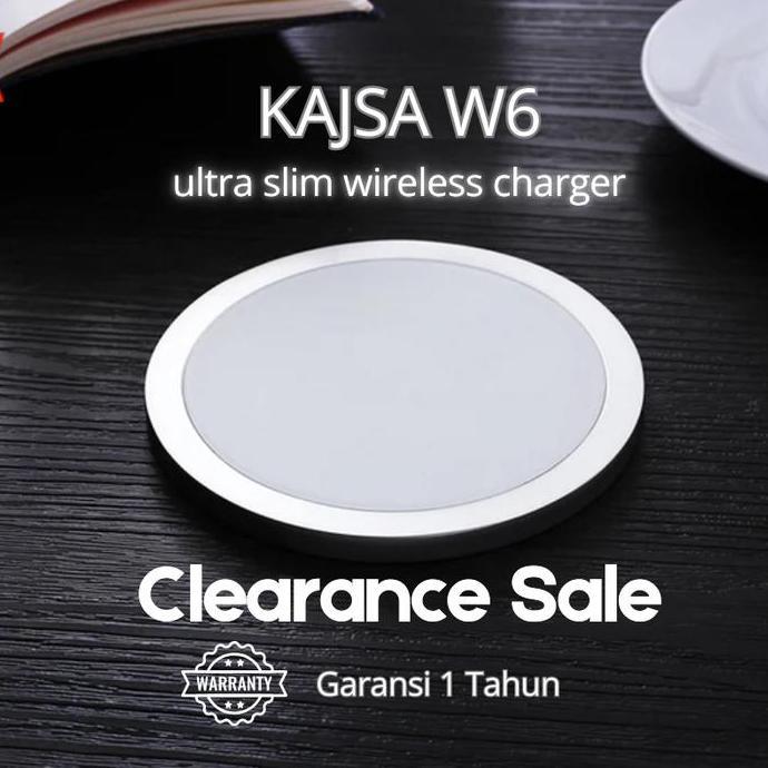Ultra Slim Wireless Charger Kajsa W6 Fast Charge Hitam / Putih