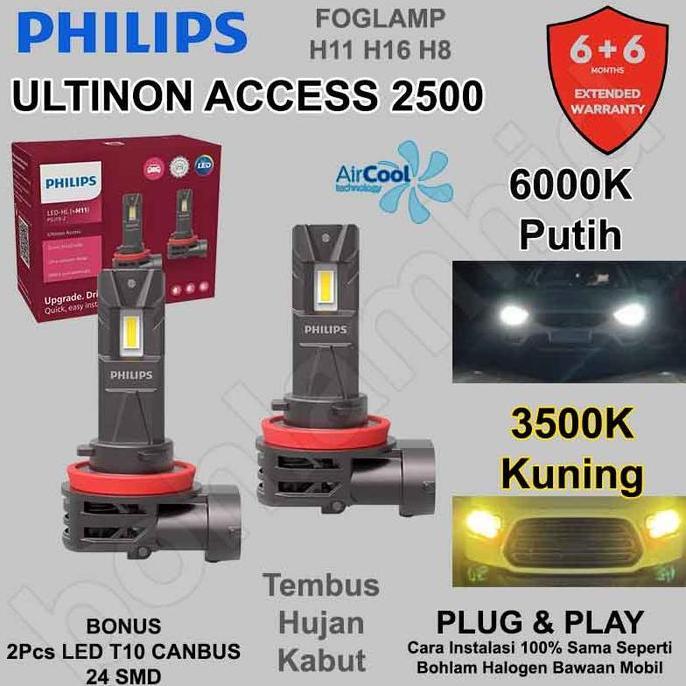 Led Mobil H11 H16 Foglamp Philips Ultinon Access Putih & Kuning 3K