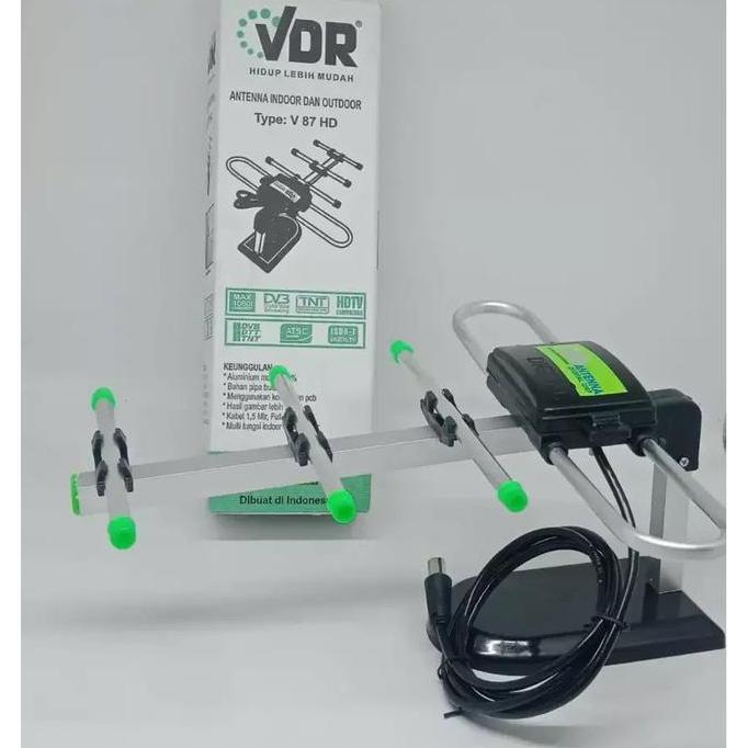 Teilifs- Antena Tv Indoor & Outdoor Vdr V-87Hd + Kabel 1.5M / Antena Dital Vdr / Antena Tv Pipa Pipa