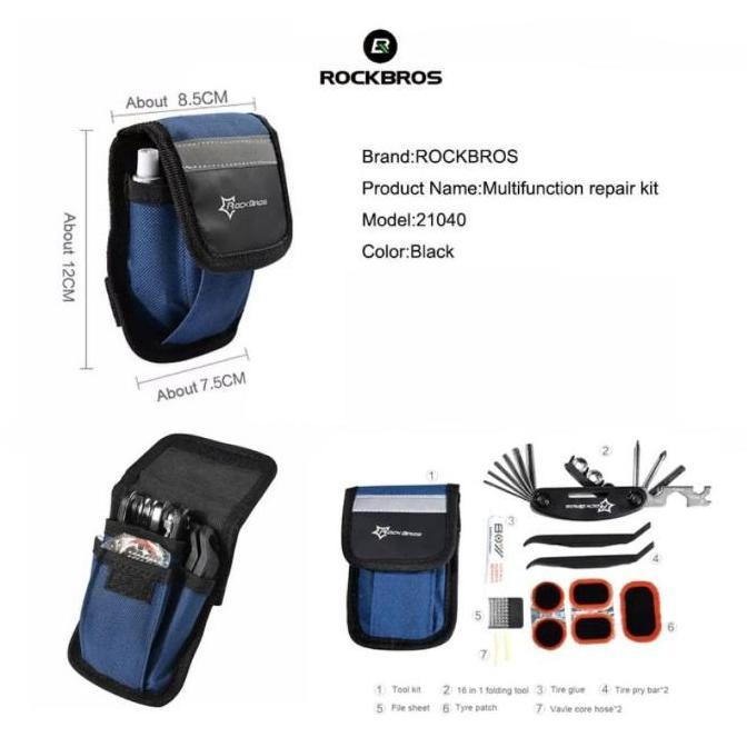 Cycle- Rockbros Kunci Sepeda Tambal Ban Sepeda Lipat Mtb Road Bike Satu Set