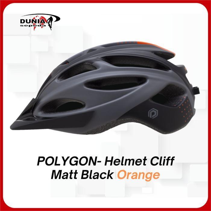 Helm Polygon Cliff Matt Black Orange Original Dan Terpercaya