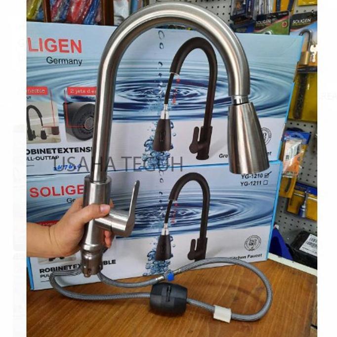 Kran Angsa Tarik Soligen SS Kran Cuci Piring Panas Dingin Stainless