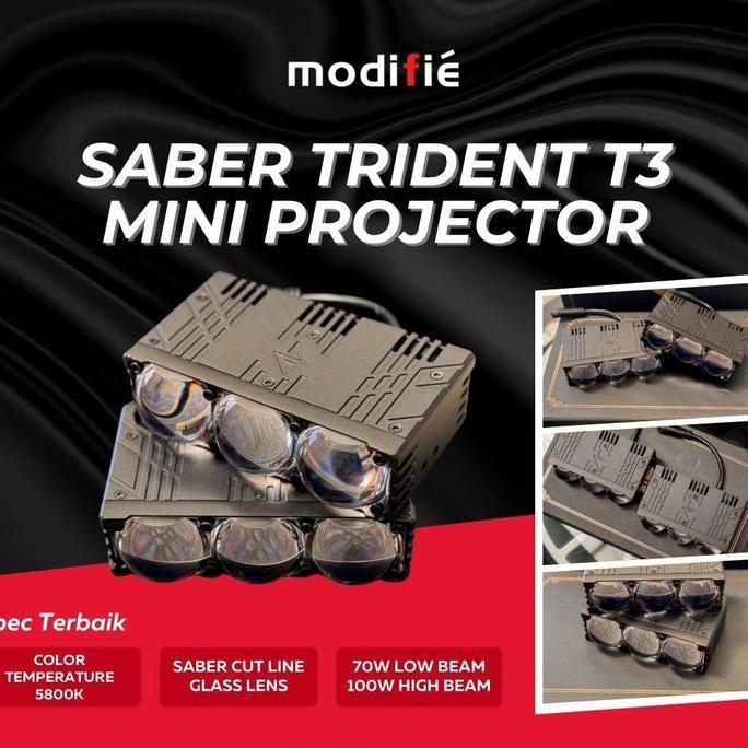 Modifiesby NEW MINI PROJIE SABER TRIDENT T3 led grill 2 MODE mobil bi led grill biled mini projie