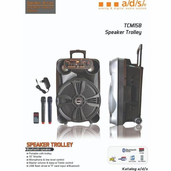 GROSIR SPEAKER PORTABLE ADS TCM 15 B 15 INCH BLUETOOTH GARANSI RESMI