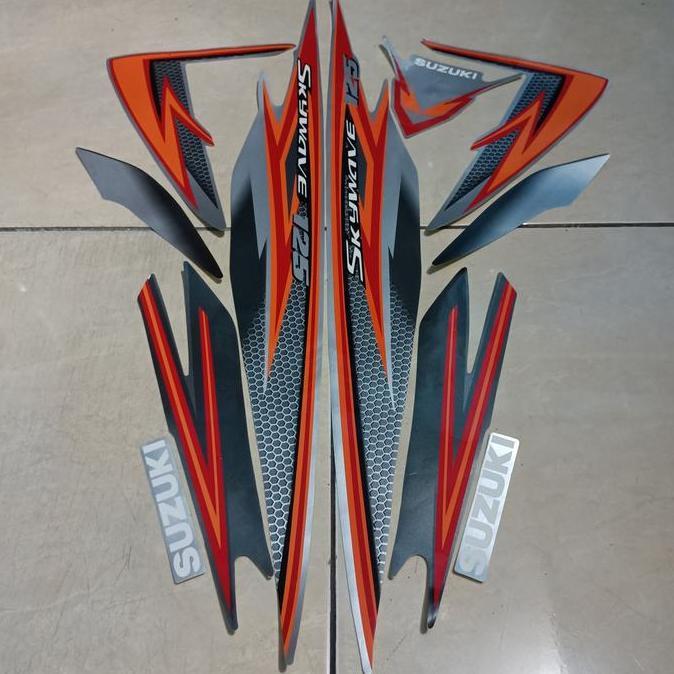 stiker striping suzuki skywave 125 2008 2009 silver lis body standar berkualitas original