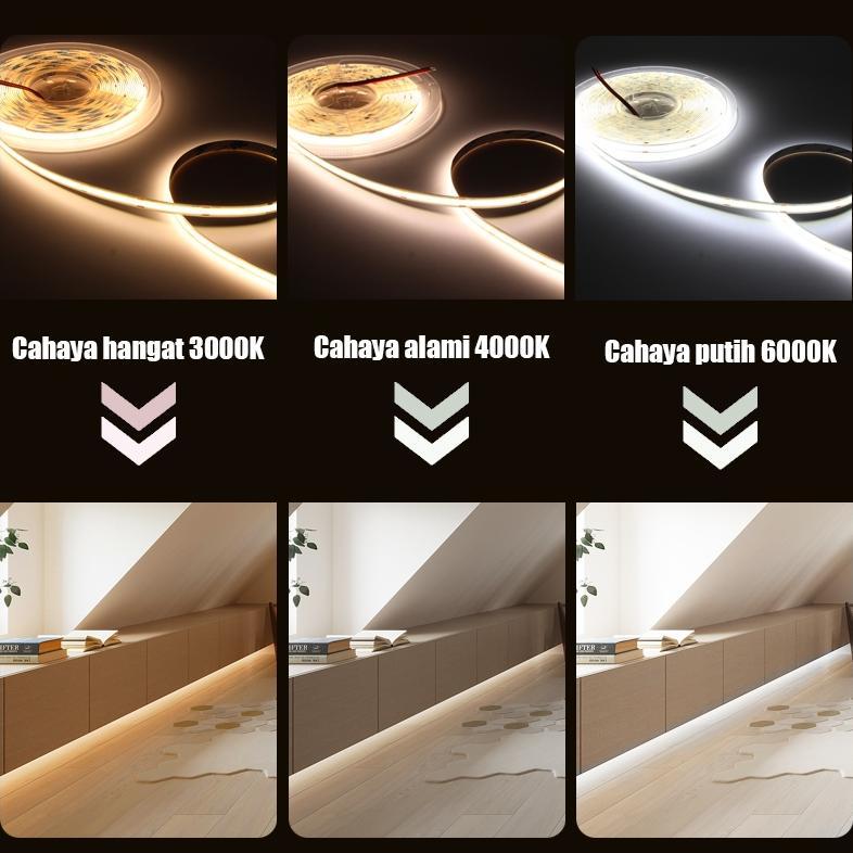 PROMO TERBARU Lampu strip COB 12V/24V Cahaya Kepadatan Tinggi 5 Meter/10Meter Lampu Led Lem Perekat 