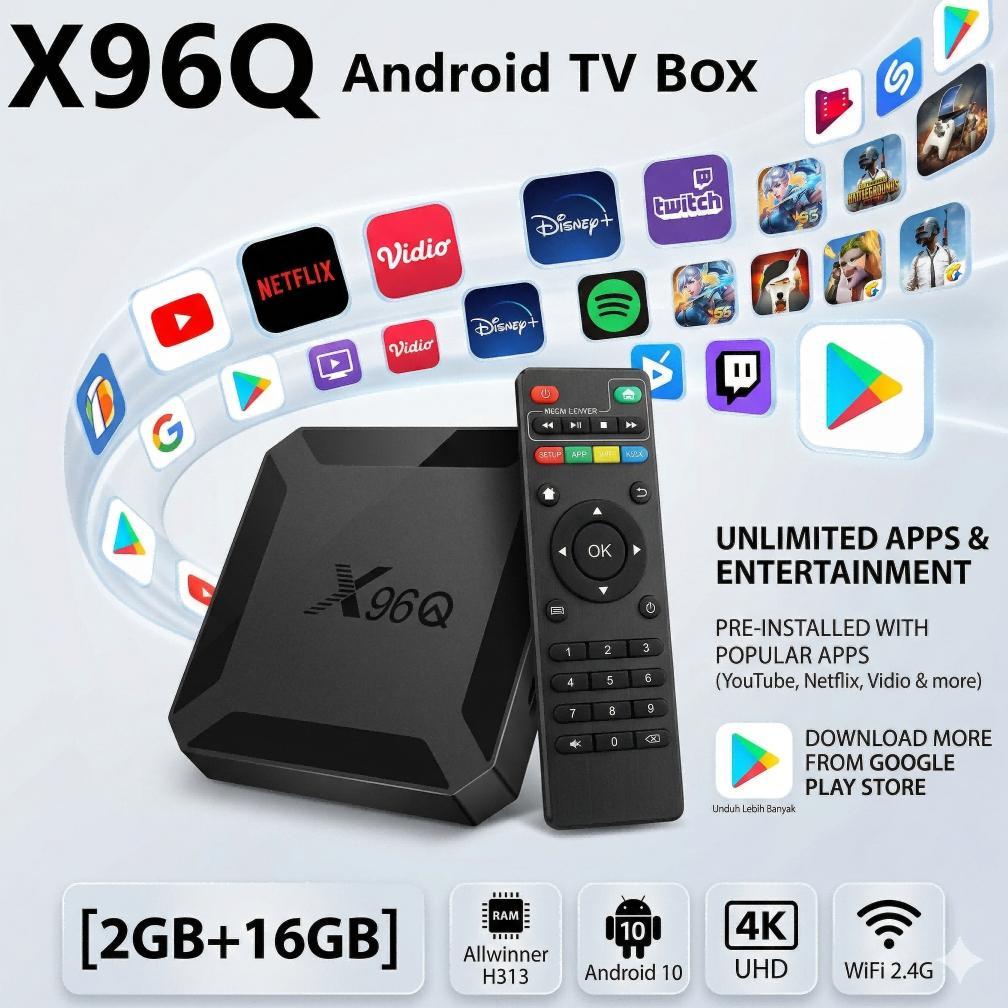 HOT DEALS TV BOX X96Q Android  RK3518 WIFI6  TV Box 4K UHD  2G+16G Bluetooth Voice Set Top Box Tv Di
